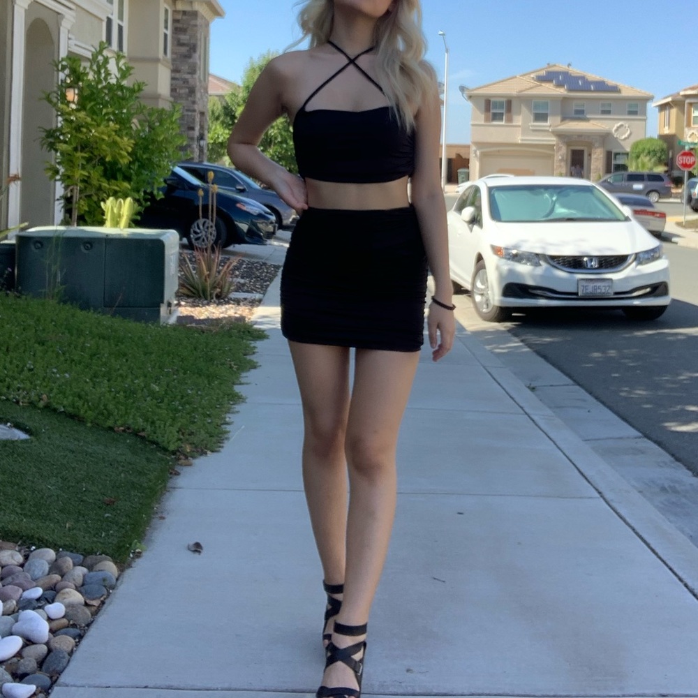 Body con black 2 piece set